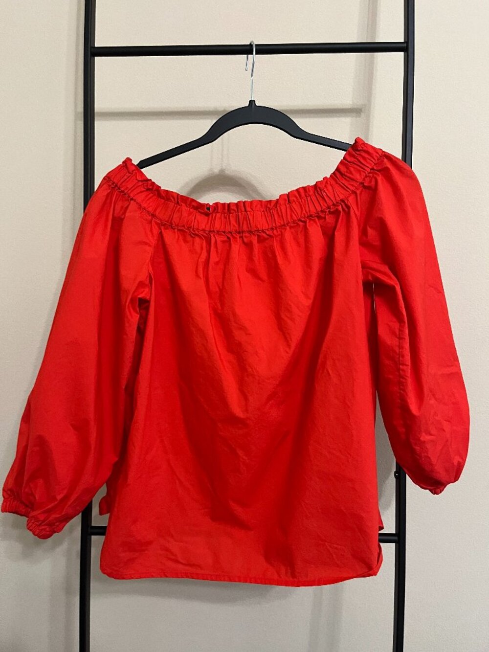 J.Crew Off the Shoulder Cotton Top Balloon Sleeve Casual Blouse Vacation Boho M